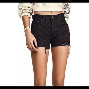 Free People “Sofia” black distressed shorts 29